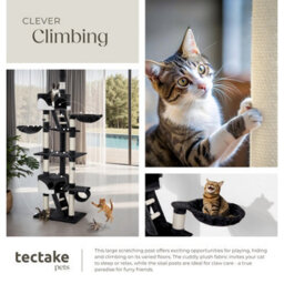 Tectake Cat Tree Hansi - 243 To 260 Cm, Sisal Cat Scratching Posts - Black/white - thumbnail 7