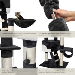 Tectake Cat Tree Hansi - 243 To 260 Cm, Sisal Cat Scratching Posts - Black/white - thumbnail 4