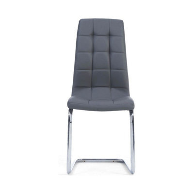 Furniture 48 Vigo Grey Faux Leather Dining Chairs (Pair)