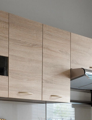 Impact Furniture Kitchen Wall Cabinet 600mm Unit 2 Door Cupboard Sonoma Light Oak Storage Junona - image 1