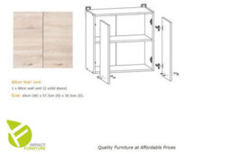 Impact Furniture Kitchen Wall Cabinet 600mm Unit 2 Door Cupboard Sonoma Light Oak Storage Junona - thumbnail 2