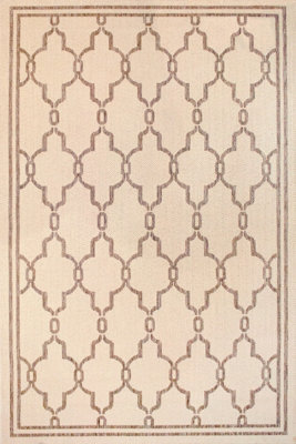 Natural Outdoor Rug, Geometric Stain-Resistant Rug For Patio Decks Garden Balcony, Modern Outdoor Area Rug-80Cm X 150Cm