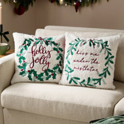 Furn. Mistletoe Wreath Embroidered Feather Filled Cushion , 45Cm X 45Cm, Multicolour - thumbnail 6