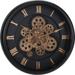 Jack Stonehouse Black And Gold Gears Wall Clock 40.5Cm Modern Silent Ticking Decorative Steampunk Living Room Bedroom Office Kitchen Home Décor
