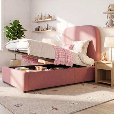 Single Upholstered Hydraulic Storage Bed With Headboard And Large Storage Space - image 1