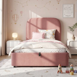 Single Upholstered Hydraulic Storage Bed With Headboard And Large Storage Space - thumbnail 2