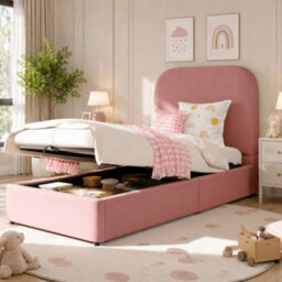 Single Upholstered Hydraulic Storage Bed With Headboard And Large Storage Space - thumbnail 3