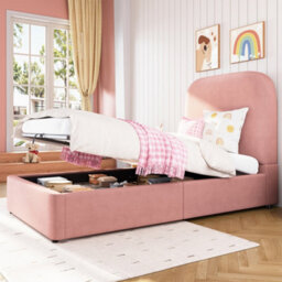 Single Upholstered Hydraulic Storage Bed With Headboard And Large Storage Space - thumbnail 5