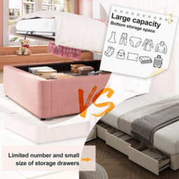 Single Upholstered Hydraulic Storage Bed With Headboard And Large Storage Space - thumbnail 9