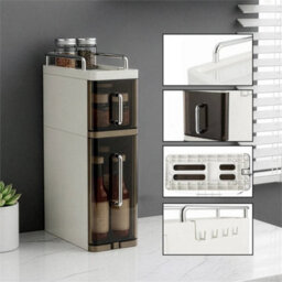Brown Narrow Kitchen Storage Rack With Hooks Space Saving - thumbnail 5