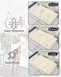Quick Dry Stone Bath Mat With Diatomaceous Earth 60X39Cm Non Slip Bathroom Floor Mat Anti Mould & Antibacterial Shower Mat - thumbnail 7