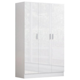 Reflect 3 Door Plain Wardrobe, 5 Drawer Chest, 2X 2 Drawer Bedsides - White Gloss & Matt White - Modern Bedroom Furniture Set - thumbnail 7