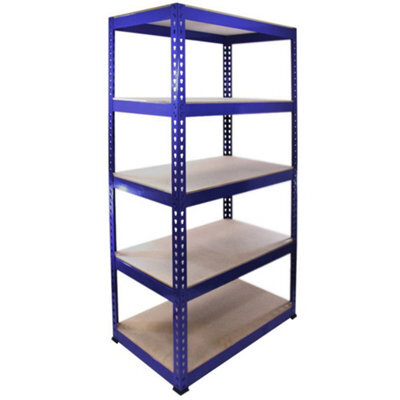 MonsterShop Monster Racking Q-Rax Heavy Duty Garage Storage Shelves, 200Kg/shelf, Blue, 90Cm X 182.5Cm X 50Cm - image 1
