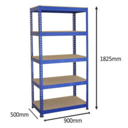 MonsterShop Monster Racking Q-Rax Heavy Duty Garage Storage Shelves, 200Kg/shelf, Blue, 90Cm X 182.5Cm X 50Cm - thumbnail 4