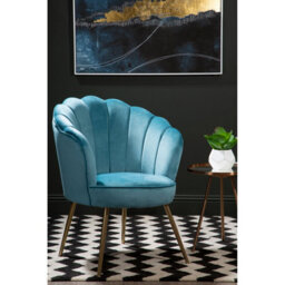 Orsina Aqua Velvet Scalloped Armchair, Supportive Armrest Lounge Chair, Easy To Clean Velvet Accent Chair - thumbnail 5