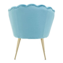 Orsina Aqua Velvet Scalloped Armchair, Supportive Armrest Lounge Chair, Easy To Clean Velvet Accent Chair - thumbnail 4