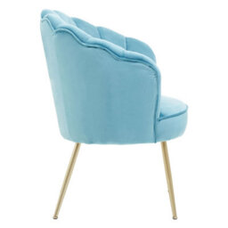 Orsina Aqua Velvet Scalloped Armchair, Supportive Armrest Lounge Chair, Easy To Clean Velvet Accent Chair - thumbnail 3