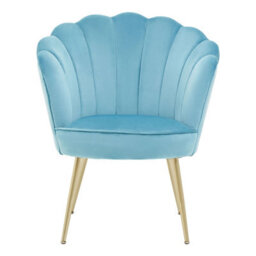Orsina Aqua Velvet Scalloped Armchair, Supportive Armrest Lounge Chair, Easy To Clean Velvet Accent Chair - thumbnail 2