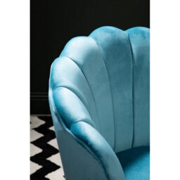 Orsina Aqua Velvet Scalloped Armchair, Supportive Armrest Lounge Chair, Easy To Clean Velvet Accent Chair - thumbnail 6
