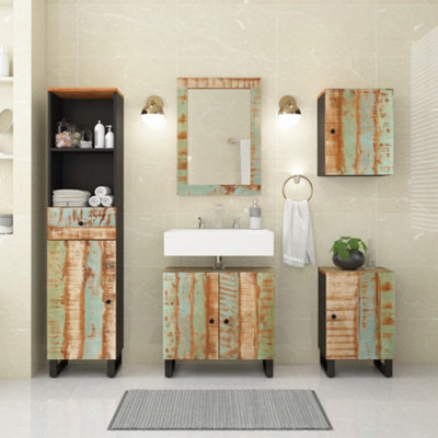 Berkfield 5 Piece Bathroom Furniture Set Solid Wood Reclaimed - image 1