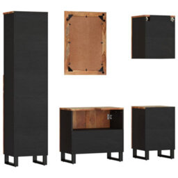 Berkfield 5 Piece Bathroom Furniture Set Solid Wood Reclaimed - thumbnail 4