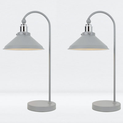 First Choice Lighting Set Of 2 Maxwell - Flint Grey Chrome Task Table Lamps - image 1