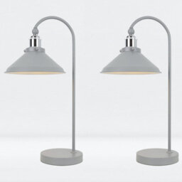 First Choice Lighting Set Of 2 Maxwell - Flint Grey Chrome Task Table Lamps - thumbnail 1