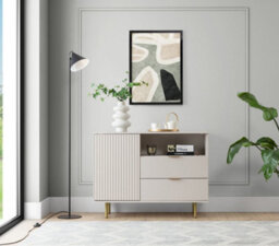 Arte Nubia Sideboard Cabinet In Cashmere - Modern Elegance With Gold Accents - W1070mm X H800mm X D410mm - thumbnail 4