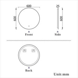 Probaty Bathrooms Led Mirror Round 600mm With Backlit Illuminated,anti-Fog Ip44,wall Mounted,touch Sensor Smart Vanity Mirror - thumbnail 3