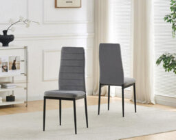 Furnizone UK Set Of 2 Dining Chairs - Olivia Modern Dining Chairs - Grey Velvet Black Legs Dining Chairs - Kitchen Dining Room Chairs