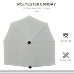 Outsunny 2M Half Garden Parasol Market Umbrella W/ Crank Handle, Cream - thumbnail 7