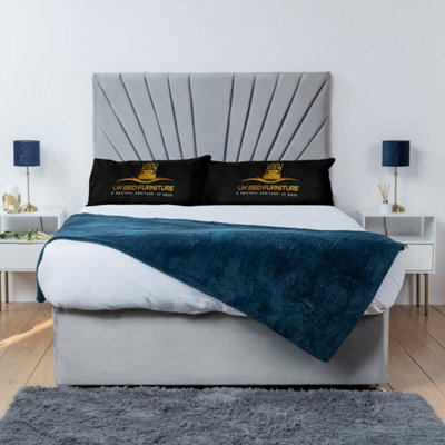 UKBEDFURNITURE Sunrise Silver Plush  Divan Bed Base With 26 Inch Headboard & 10 Inch Orthopaedic Mattress - No Storage - image 1