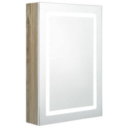 Berkfield Led Bathroom Mirror Cabinet White And Oak 50X13X70 Cm - thumbnail 2