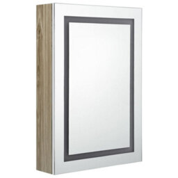 Berkfield Led Bathroom Mirror Cabinet White And Oak 50X13X70 Cm - thumbnail 3