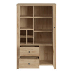 Wyld Haus Monza Natural Oak And Rattan Highboard, 1 Door 2 Drawers, 925 X 420 X 1500mm - thumbnail 5