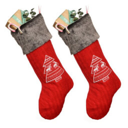 Dibor Set Of 2 Nordic Tree Xmas Christmas Gift Bag Christmas Stocking For Kids - thumbnail 2
