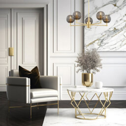 Luminosa Lighting Luminosa Paloma Multi Arm Pendant Ceiling 5 Light Smoky (Fluted), Brushed Brass - thumbnail 3