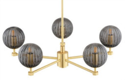 Luminosa Lighting Luminosa Paloma Multi Arm Pendant Ceiling 5 Light Smoky (Fluted), Brushed Brass - thumbnail 4