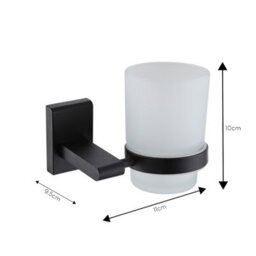 Showerdrape Unity Black Steel & Frosted Glass Wall Mounted Toothbrush Holder - thumbnail 2