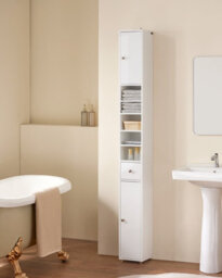 Sobuy Bzr167-Gw, Slim Bathroom Storage Cabinet Tall Freestanding Bathroom Furniture Bathroom Cupboard Column Unit, White - thumbnail 2