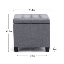 Hnnhome Pouffe Footstool Ottoman Storage Box,45Cm Cube Strong Wooden Frame Linen Seat Chair With Lids For Bedroom(Grey) - thumbnail 3