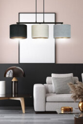 Emibig Lighting Emibig Hilde Pendant Lamp 3 X E27 Black With Black, Grey And White Shade - thumbnail 7