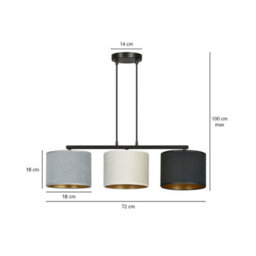 Emibig Lighting Emibig Hilde Pendant Lamp 3 X E27 Black With Black, Grey And White Shade - thumbnail 5