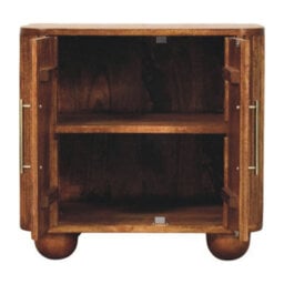 Artisan Furniture Solid Wood Solis Fluted Mini Sideboard, 2 Shelves, Ball Feet, Brown - thumbnail 7