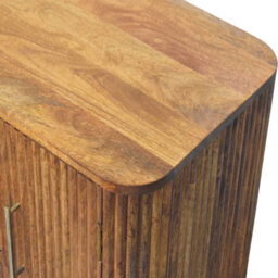 Artisan Furniture Solid Wood Solis Fluted Mini Sideboard, 2 Shelves, Ball Feet, Brown - thumbnail 6