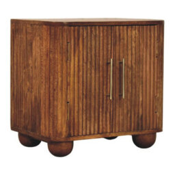 Artisan Furniture Solid Wood Solis Fluted Mini Sideboard, 2 Shelves, Ball Feet, Brown - thumbnail 3