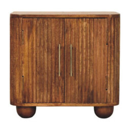 Artisan Furniture Solid Wood Solis Fluted Mini Sideboard, 2 Shelves, Ball Feet, Brown - thumbnail 2