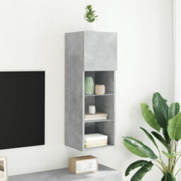 Berkfield Tv Cabinet With Led Lights Concrete Grey 30.5X30X90 Cm - thumbnail 4