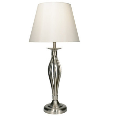 Britalia Brbyb4046 Satin Chrome Open Metalwork Table Lamp With Cream Faux Silk Shade 53Cm - image 1