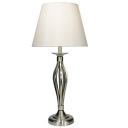 Britalia Brbyb4046 Satin Chrome Open Metalwork Table Lamp With Cream Faux Silk Shade 53Cm